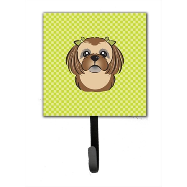 Carolines Treasures Checkerboard Lime Green Chocolate Brown Shih Tzu Leash or Key Holder- 4.25 W x 7 H In. BB1311SH4 - main